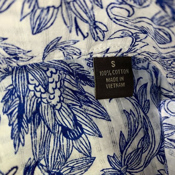 Tasso Elba Mens Linares Printed Short Sleeve Button Down Shirt Blue S - Picture 4 of 4